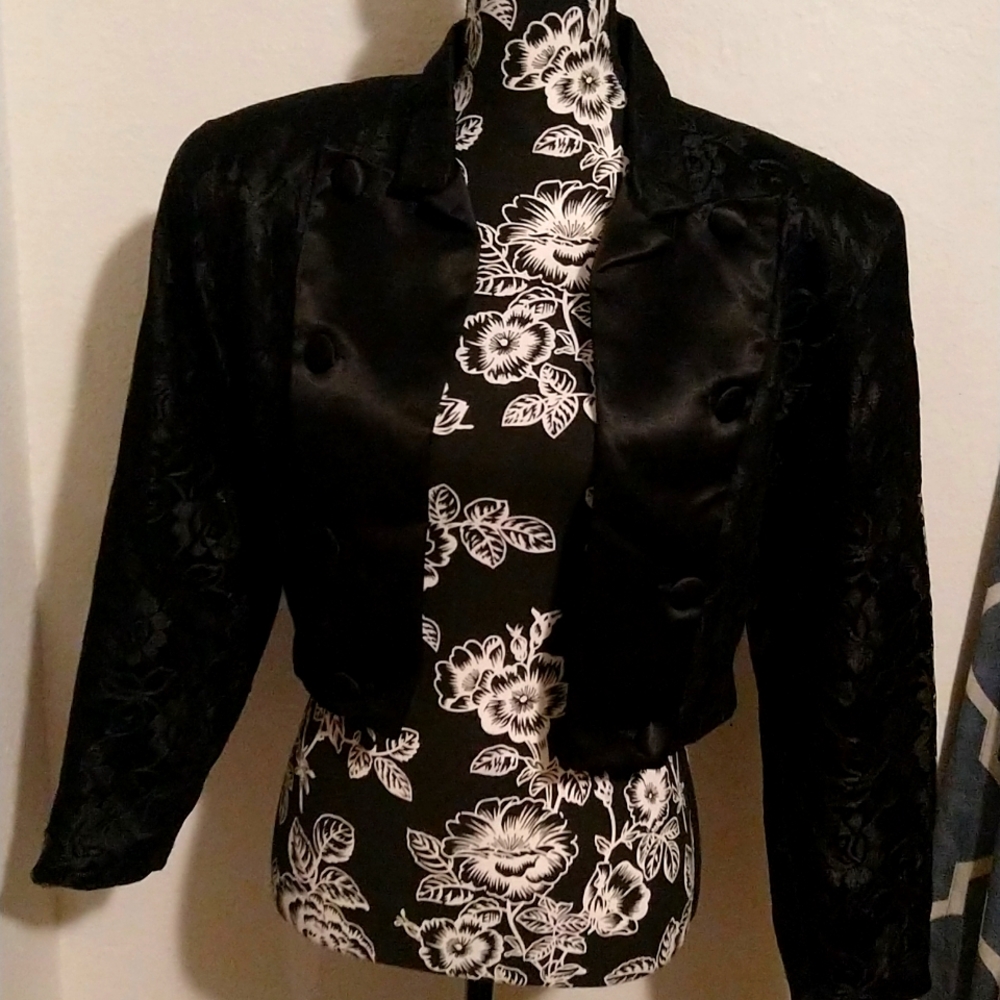 Vintage Antony Moorcroft Tuxedo Lace Satin Formal Jacket
